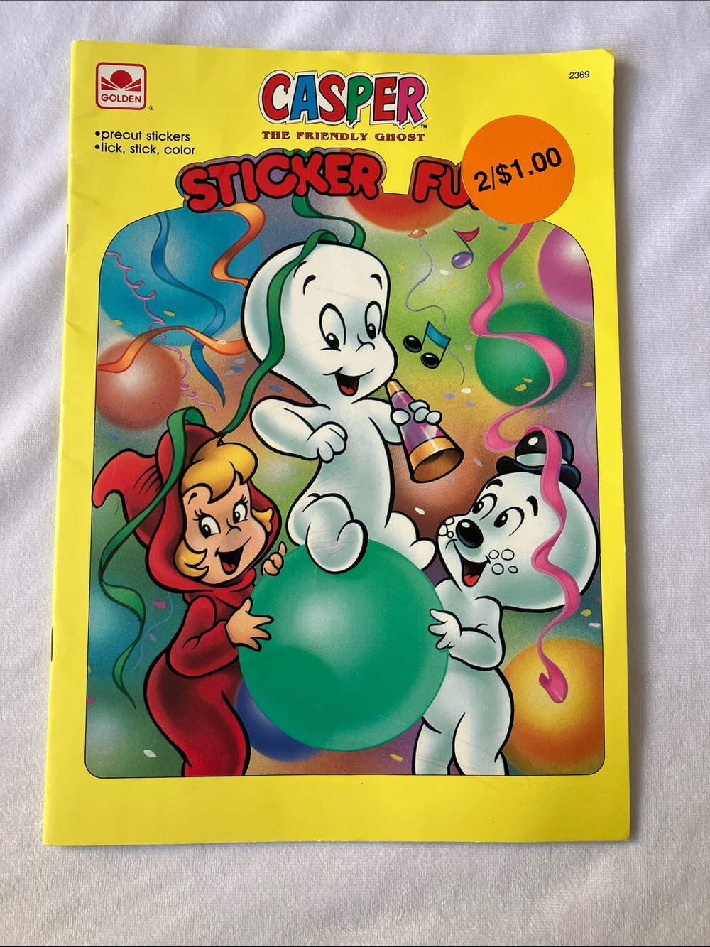 Vintage 1992 Golden Book Casper The Friendly Ghost Sticker Fun Coloring Book